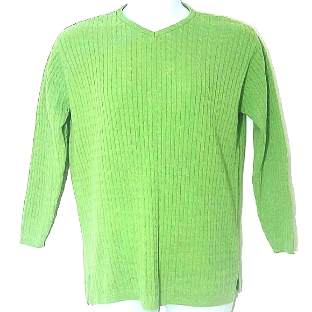 Eagle's Eye Sweater 100% cotton green pistachio EUC 1X
